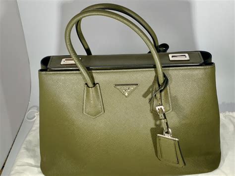 prada saffiano leather tote military green|Prada odette saffiano.